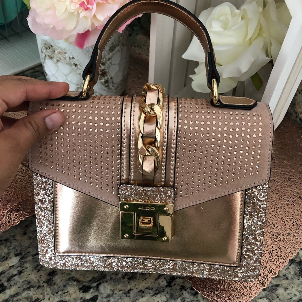 Cute rose gold Shoulder bag with glitter